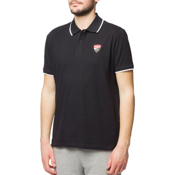 Polo nera da uomo con logo sul petto Ducati Corse Agar, Abbigliamento Sport, SKU a721500005, Immagine 0